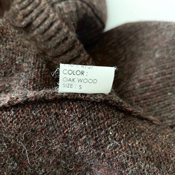 Vintage 90s Ivy Wool Zip Up Cardigan Sweater Brown Cottagecore Coastal Grandma - Picture 7 of 11